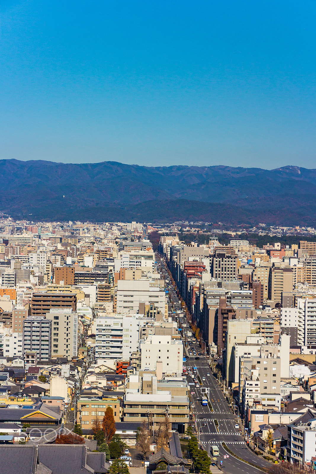 Canon EOS 600D (Rebel EOS T3i / EOS Kiss X5) sample photo. View from kyoto tower with clear blue sky, kyoto, japan photography