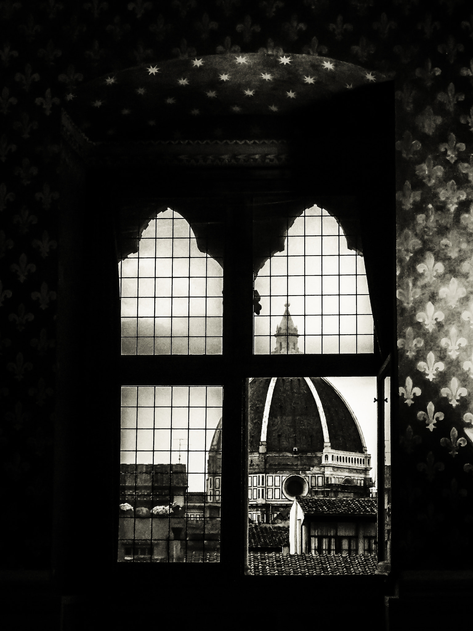 Sony DSC-W390 sample photo. Duomo at the window bw photography