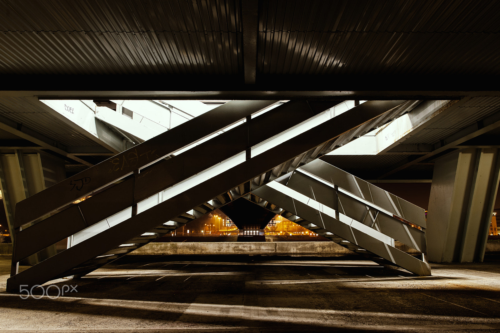 Nikon D700 + Sigma 28mm F1.8 EX DG Aspherical Macro sample photo. Stairs under the bridge photography