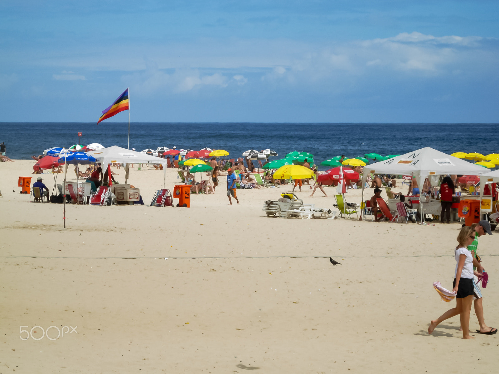 Nikon COOLPIX P3 sample photo. Rio de janeiro, brazil - jan 24, 2008: ipanema beach with tourists photography