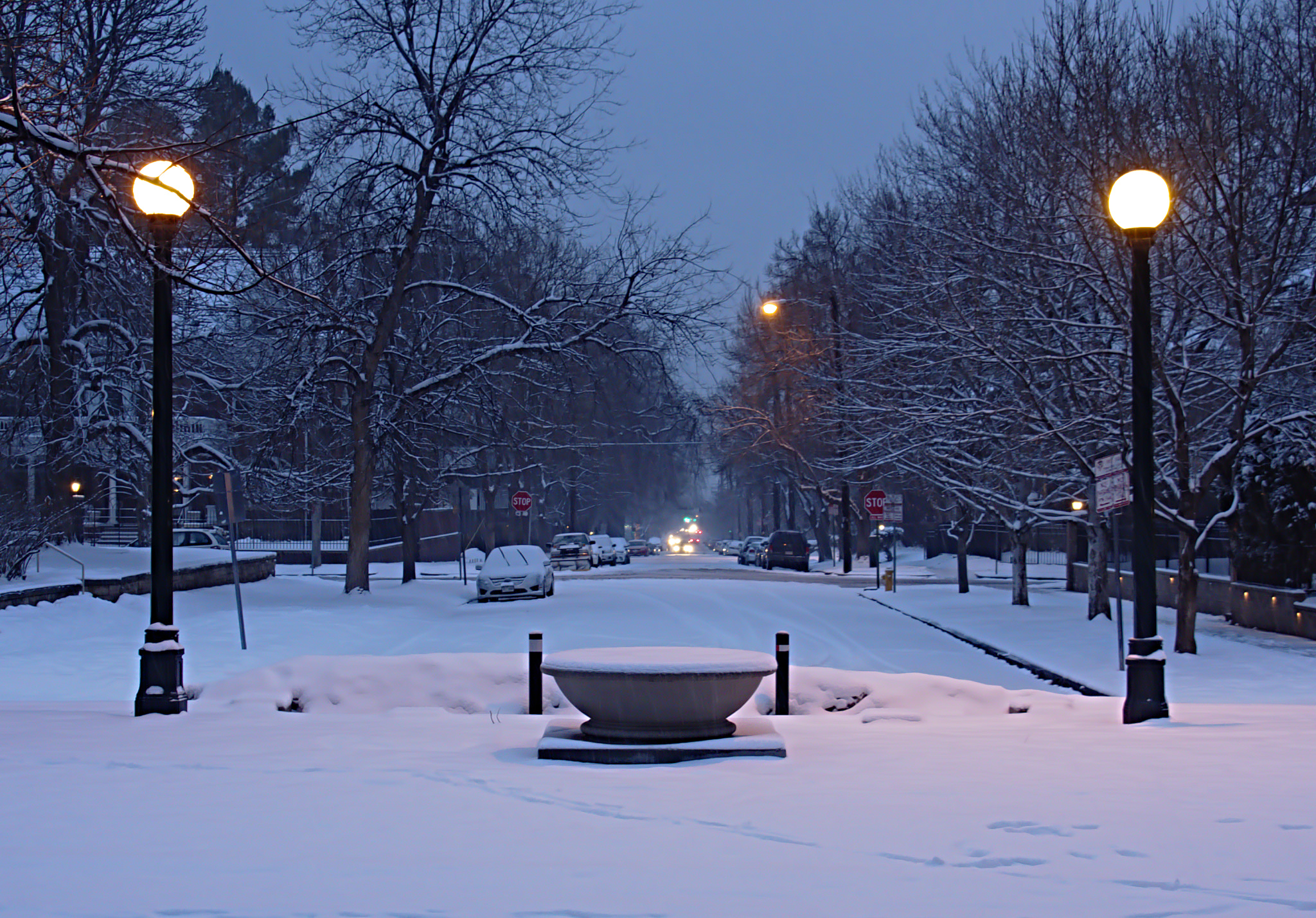 Olympus OM-D E-M5 sample photo. Snowy night photography