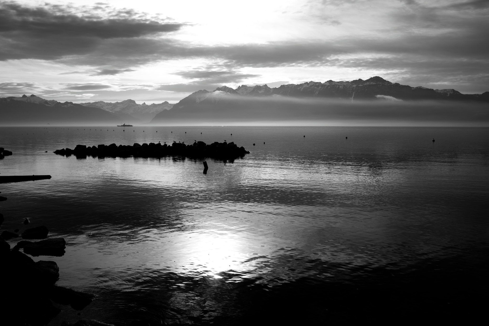 Sony a99 II + Sony 35mm F1.4 G sample photo. View on alps and evian, france from lausanne, switzerland (2016-02-02, #1) photography