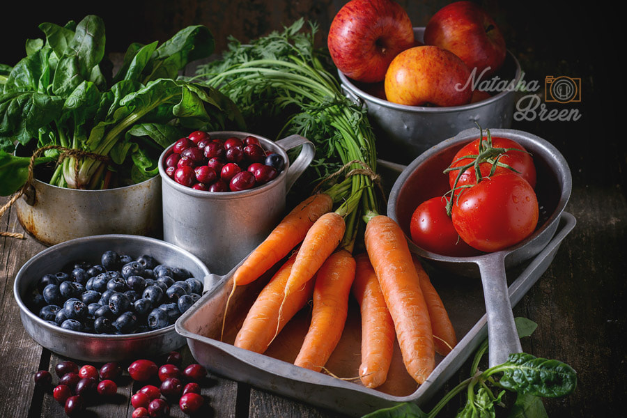 Mix of fruits, vegetables and berries