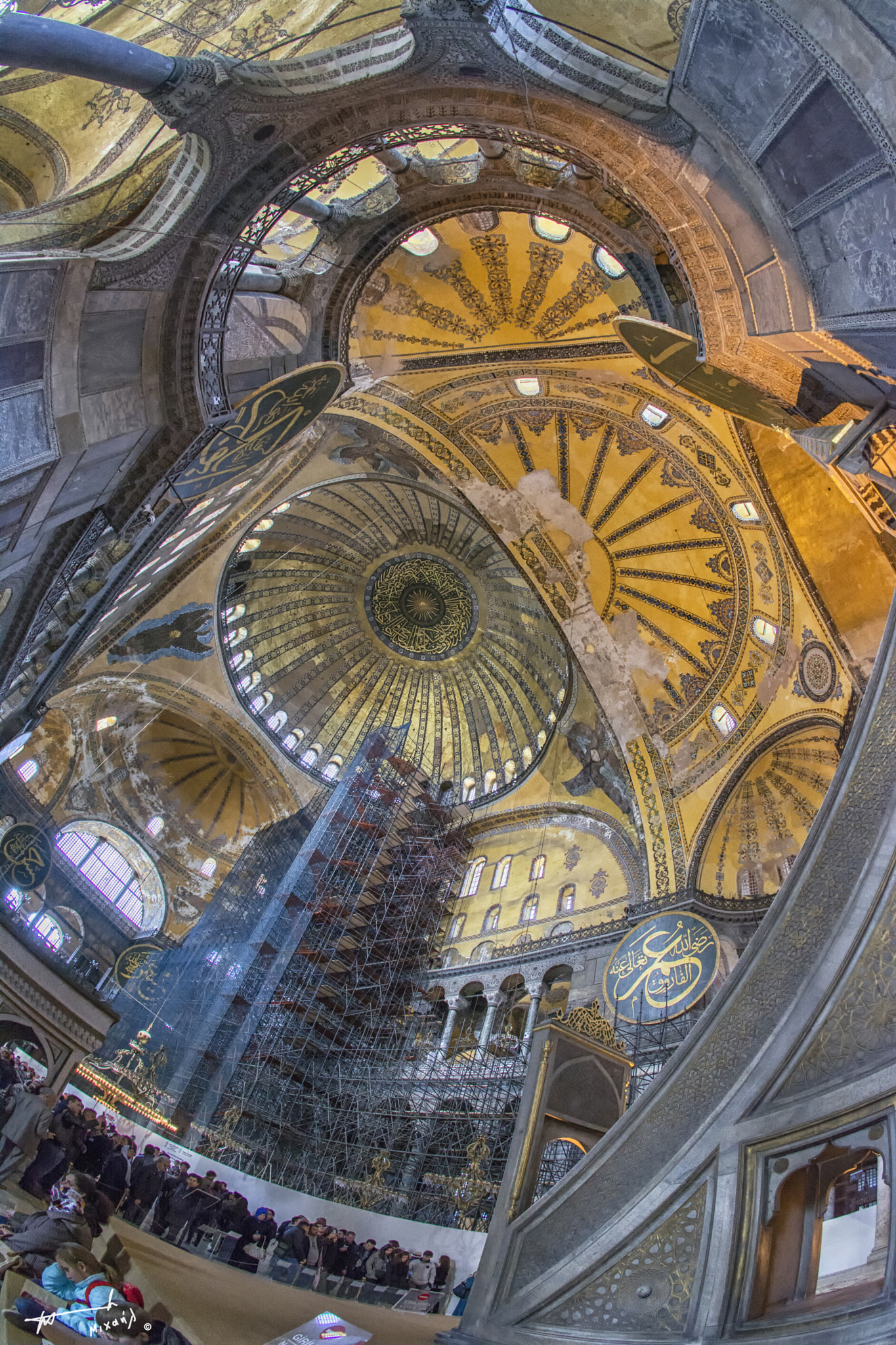Nikon D7100 + Sigma 10mm F2.8 EX DC HSM Diagonal Fisheye sample photo. Inside agia sophia !!! photography