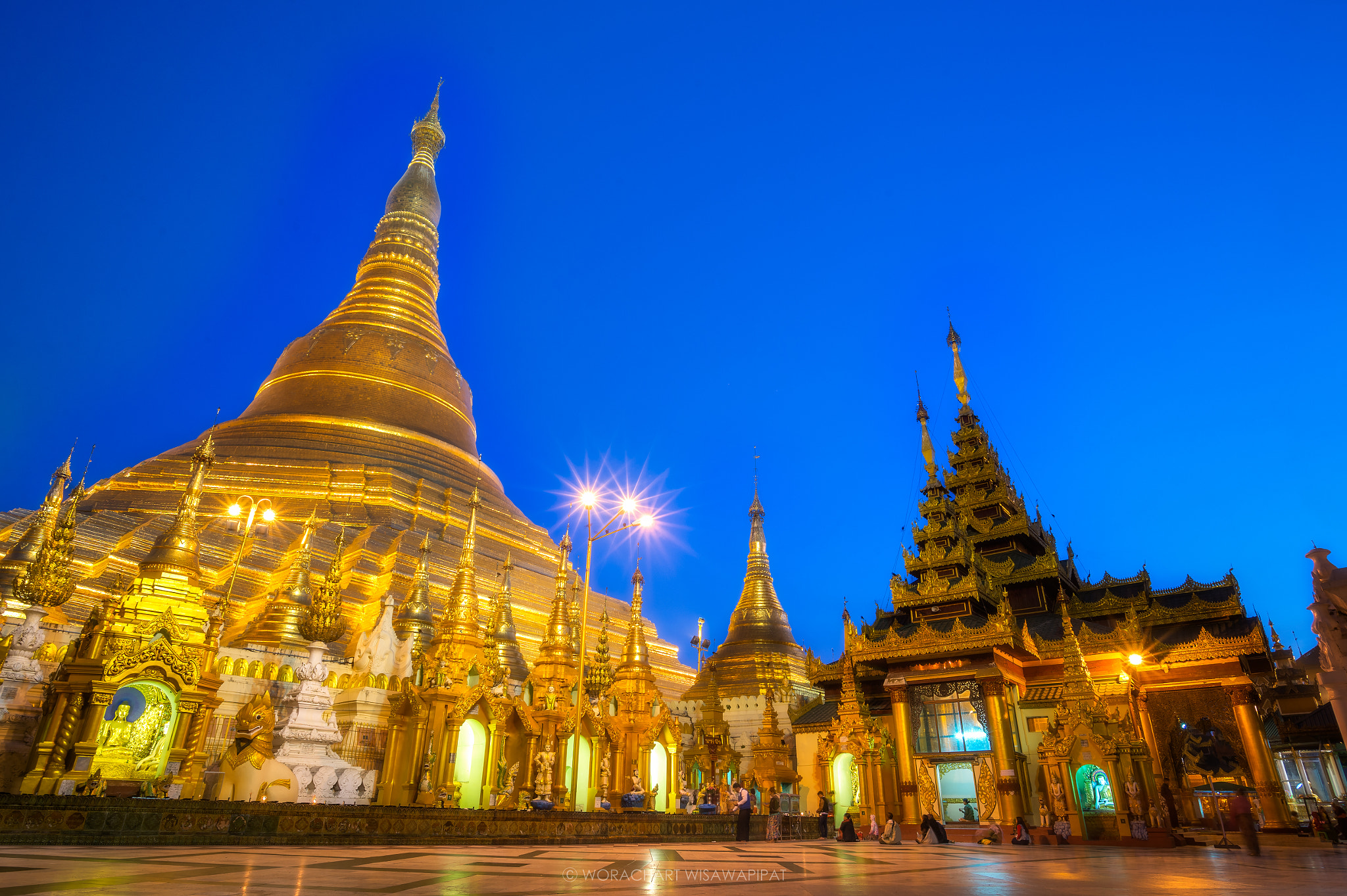 Nikon Df + Nikon AF-S Nikkor 20mm F1.8G ED sample photo. Morining blue sky over shwedagon pagoda photography