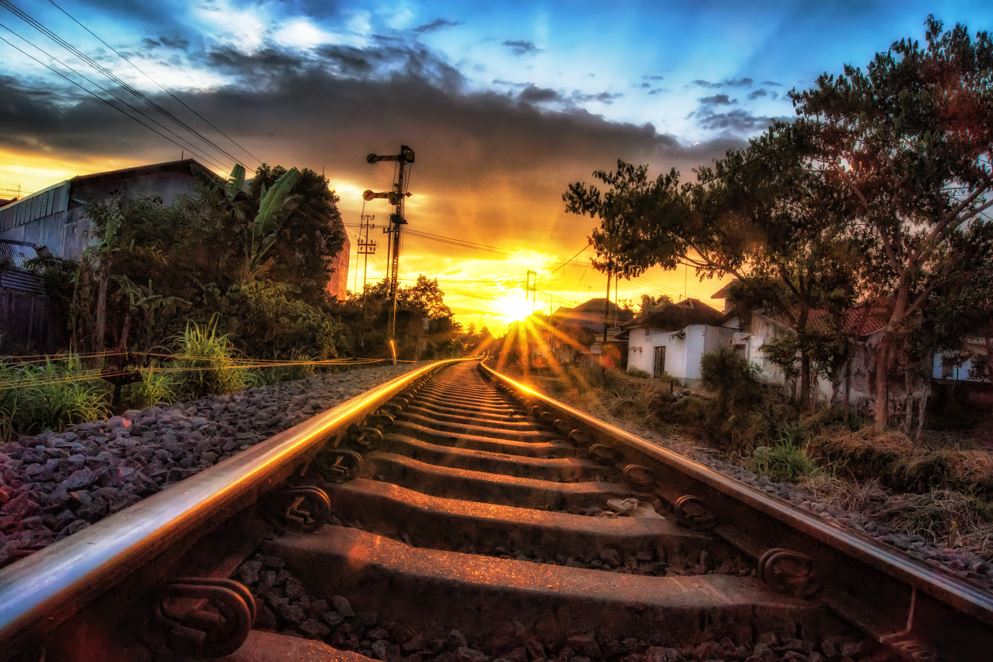 Sony Alpha DSLR-A560 sample photo. Sunset and railway (5) photography