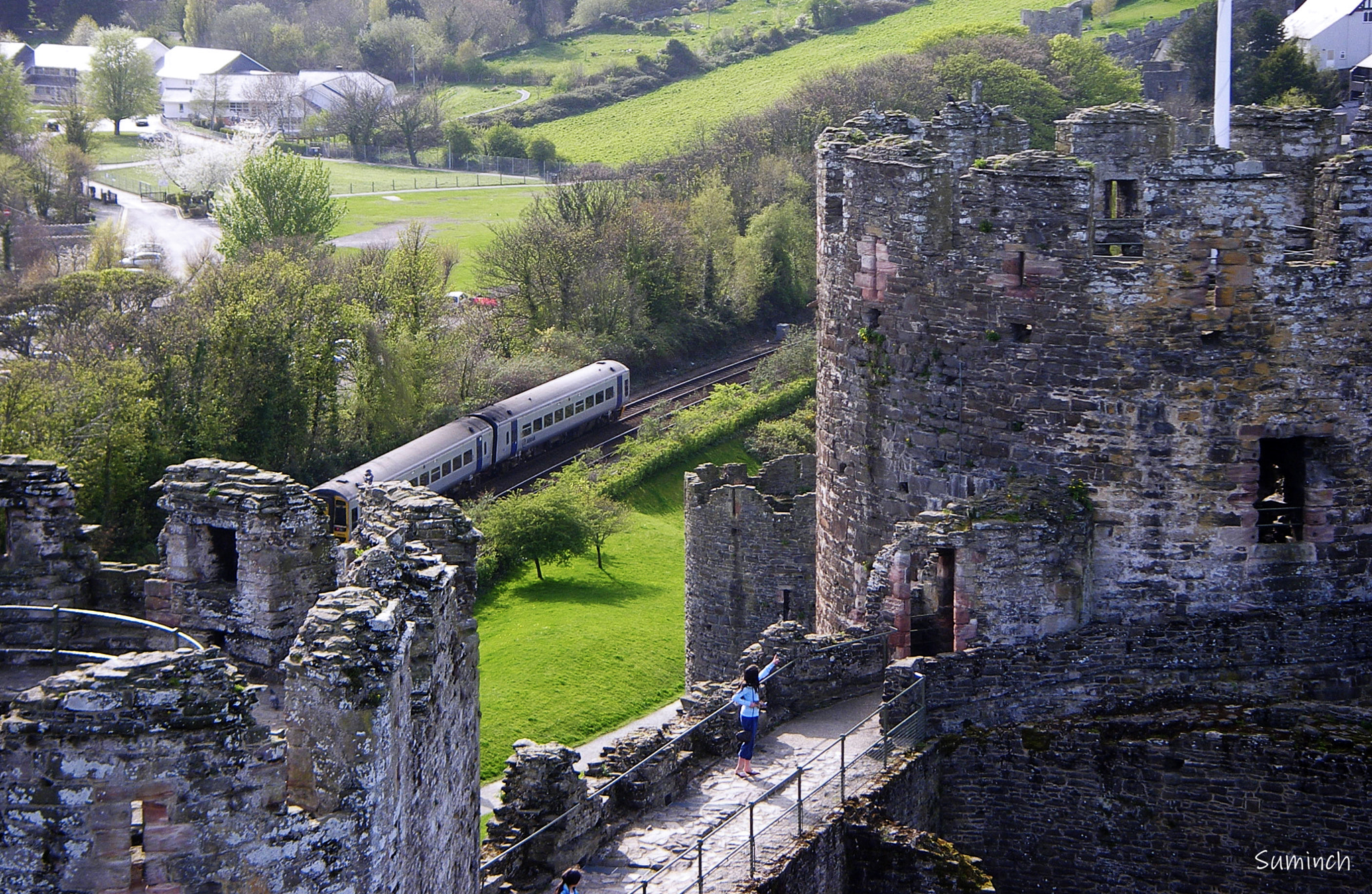 Olympus SP700 sample photo. Train at conwy castle photography