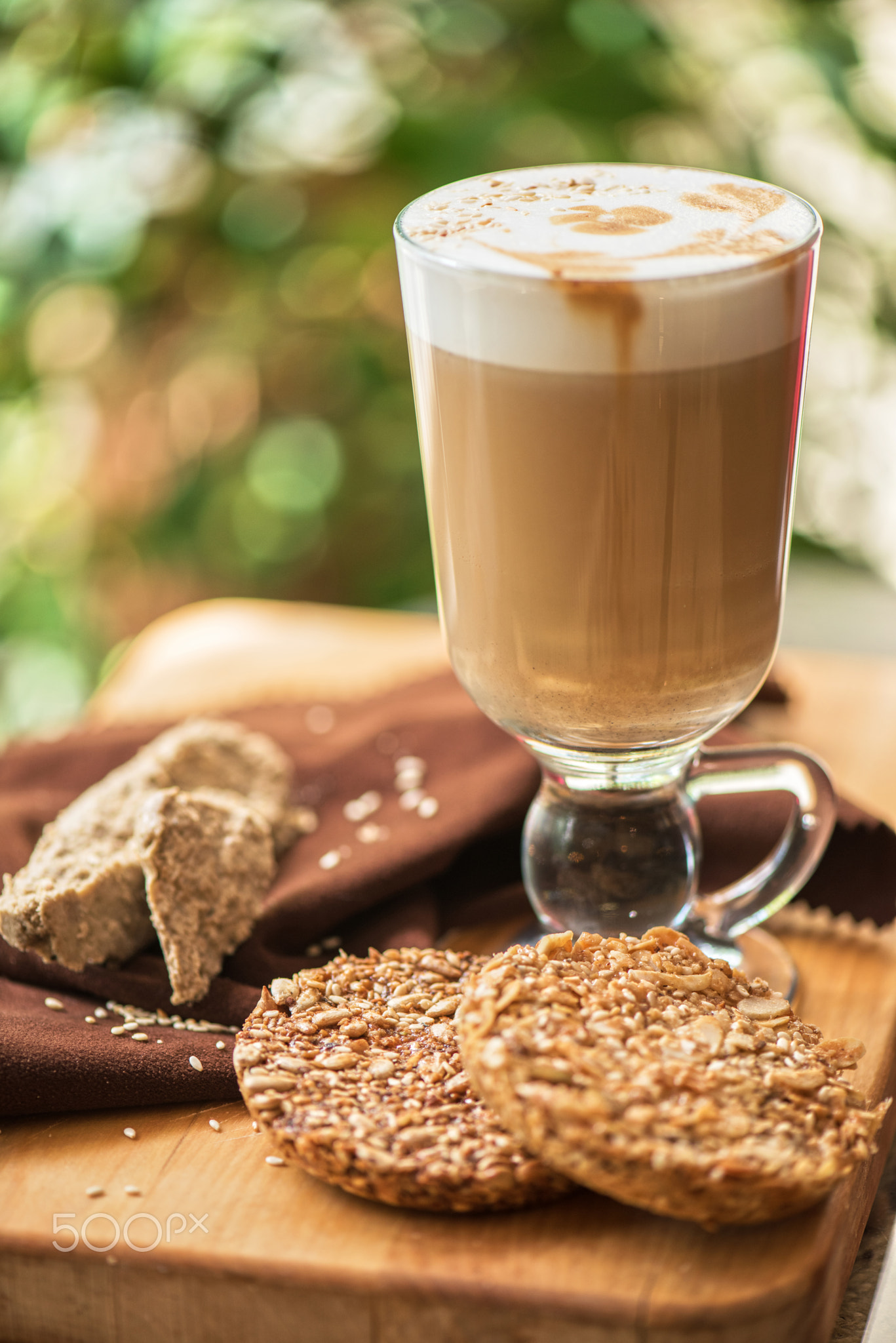 coffee latte cup with cookies