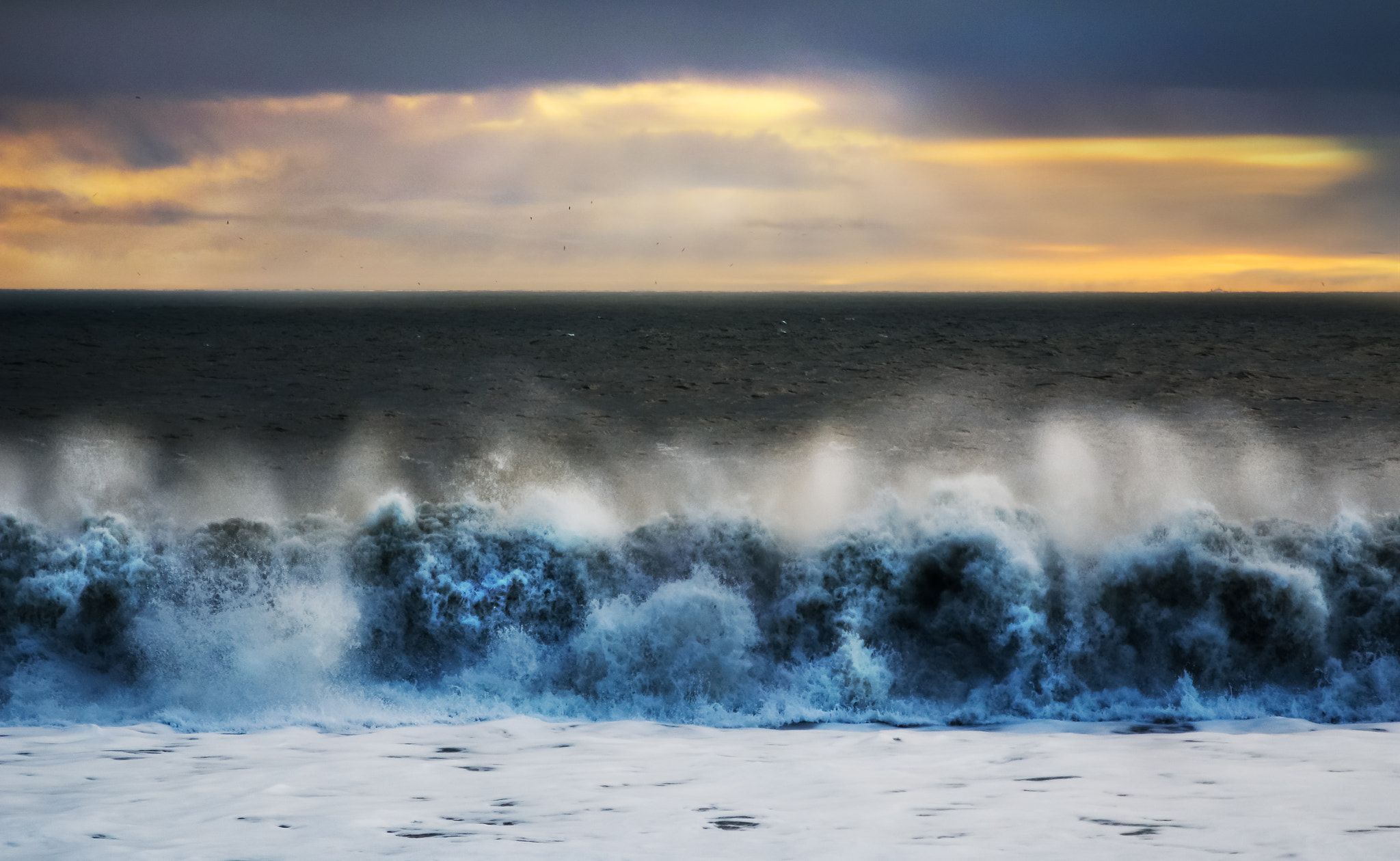 Tamron SP 24-70mm F2.8 Di VC USD sample photo. Black beach and waves under sunrise photography