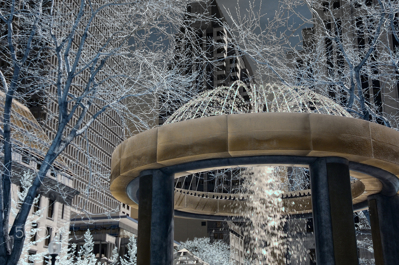 Nikon D70s sample photo. Downtown fountain, ir photography