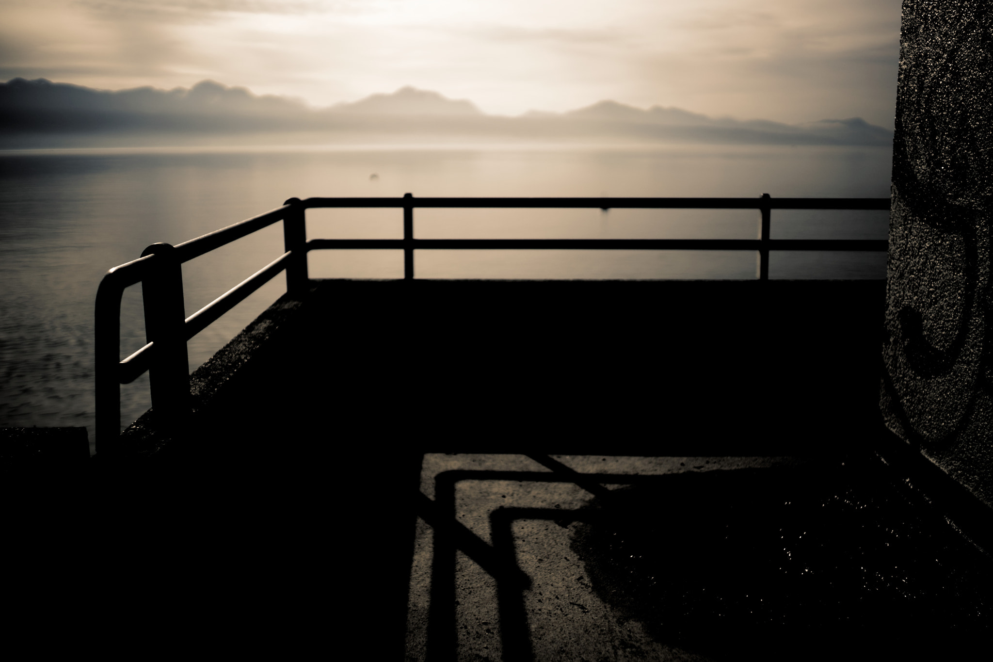 Sony a99 II + Sony 35mm F1.4 G sample photo. View on lake geneva and alps from lausanne, switzerland (2016-02-02, #7). toning sepia gold. photography