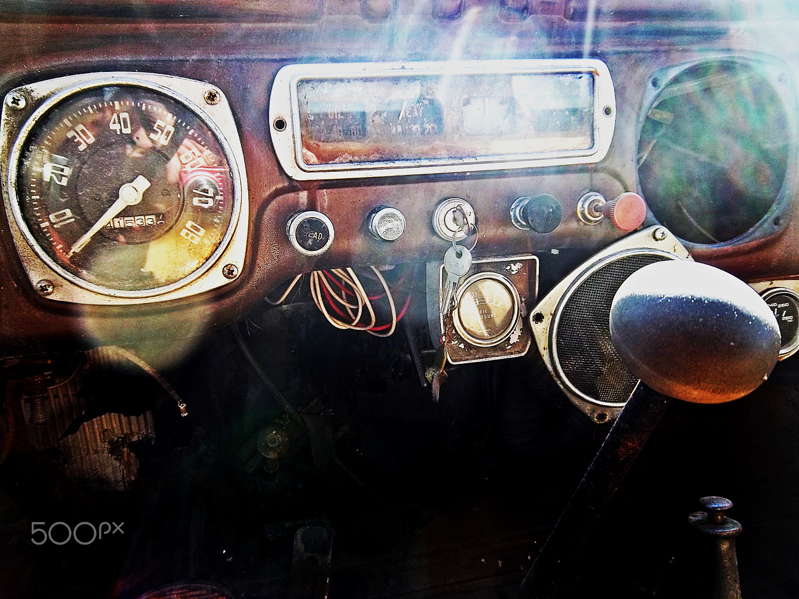 Kodak EASYSHARE M575 DIGITAL CAMERA sample photo. 1952 dodge truck dashboard abstract photography