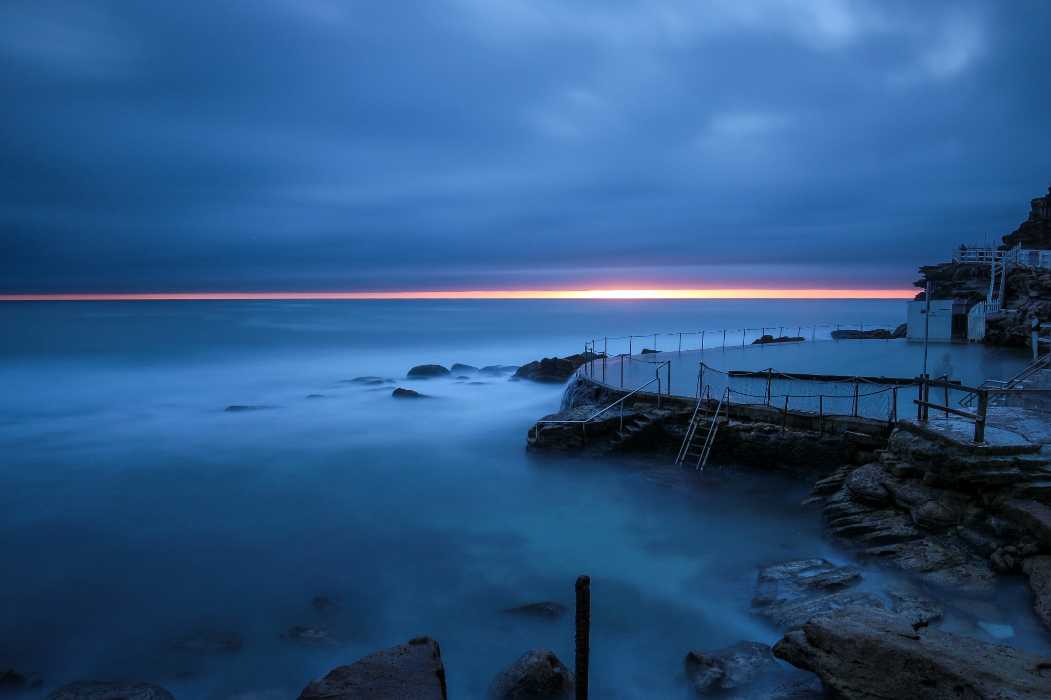 Canon EOS 700D (EOS Rebel T5i / EOS Kiss X7i) + Canon EF 16-35mm F4L IS USM sample photo. Bronte beach ocean pool at sunrise photography