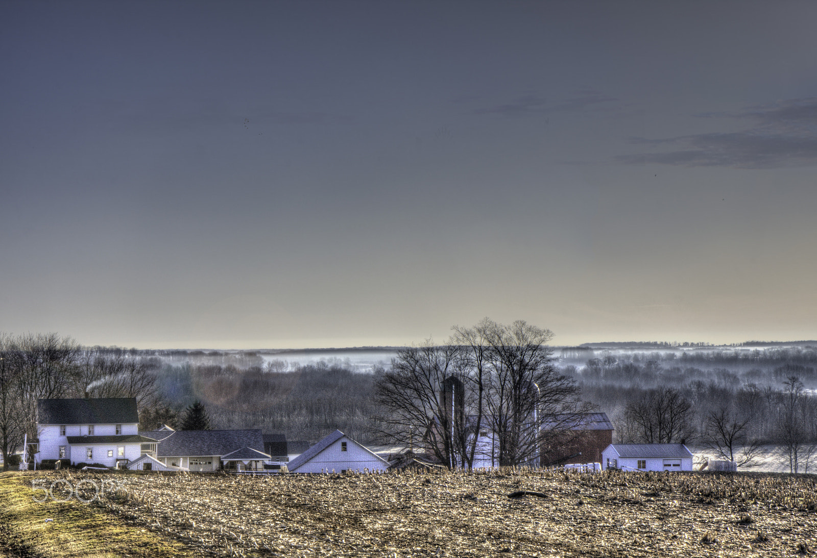 Canon EF-S 17-55mm F2.8 IS USM sample photo. Amish farm foggy morning photography