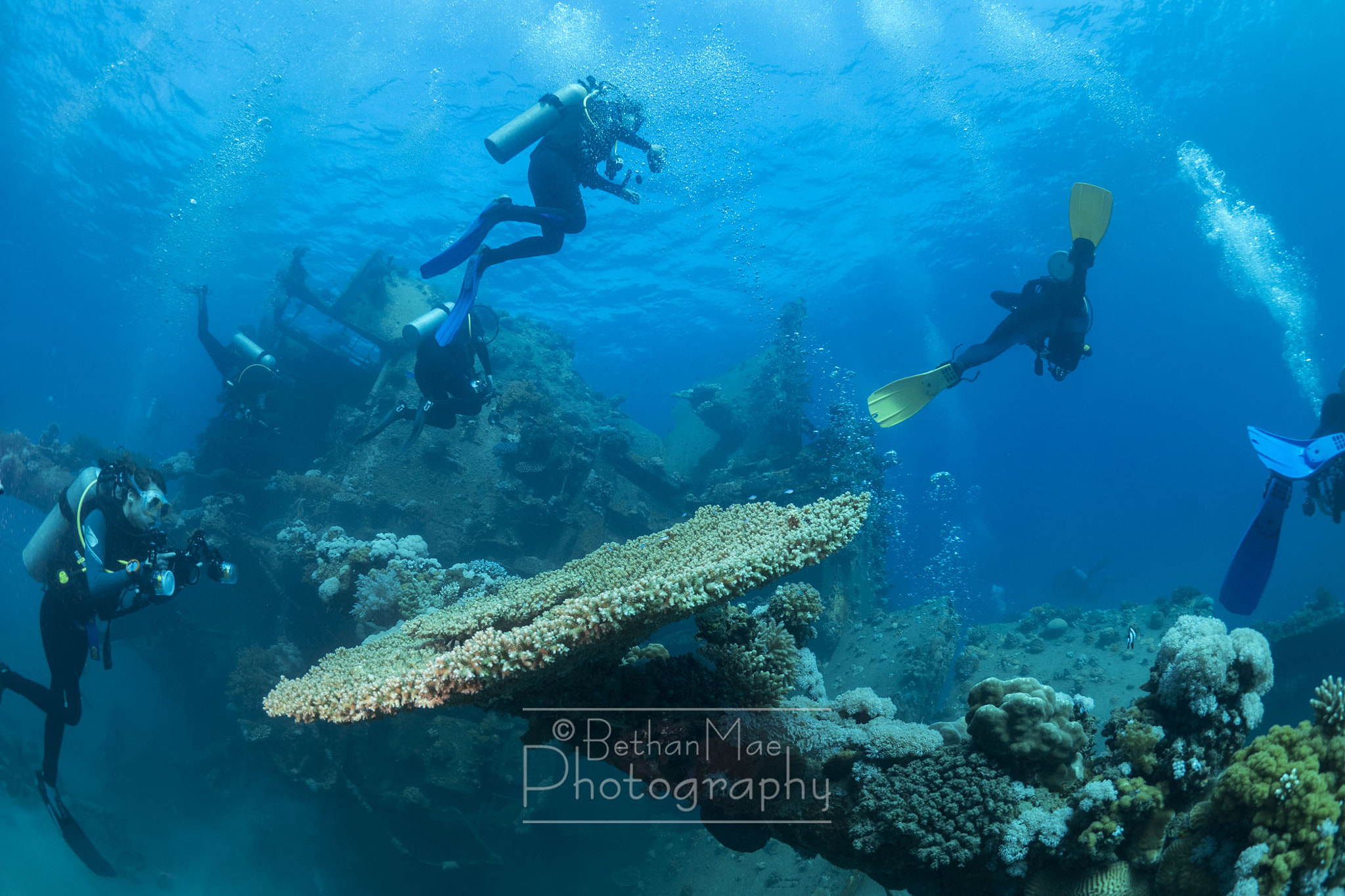 Panasonic Lumix DMC-GX7 + LUMIX G FISHEYE 8/F3.5 sample photo. Divers in the wreck photography