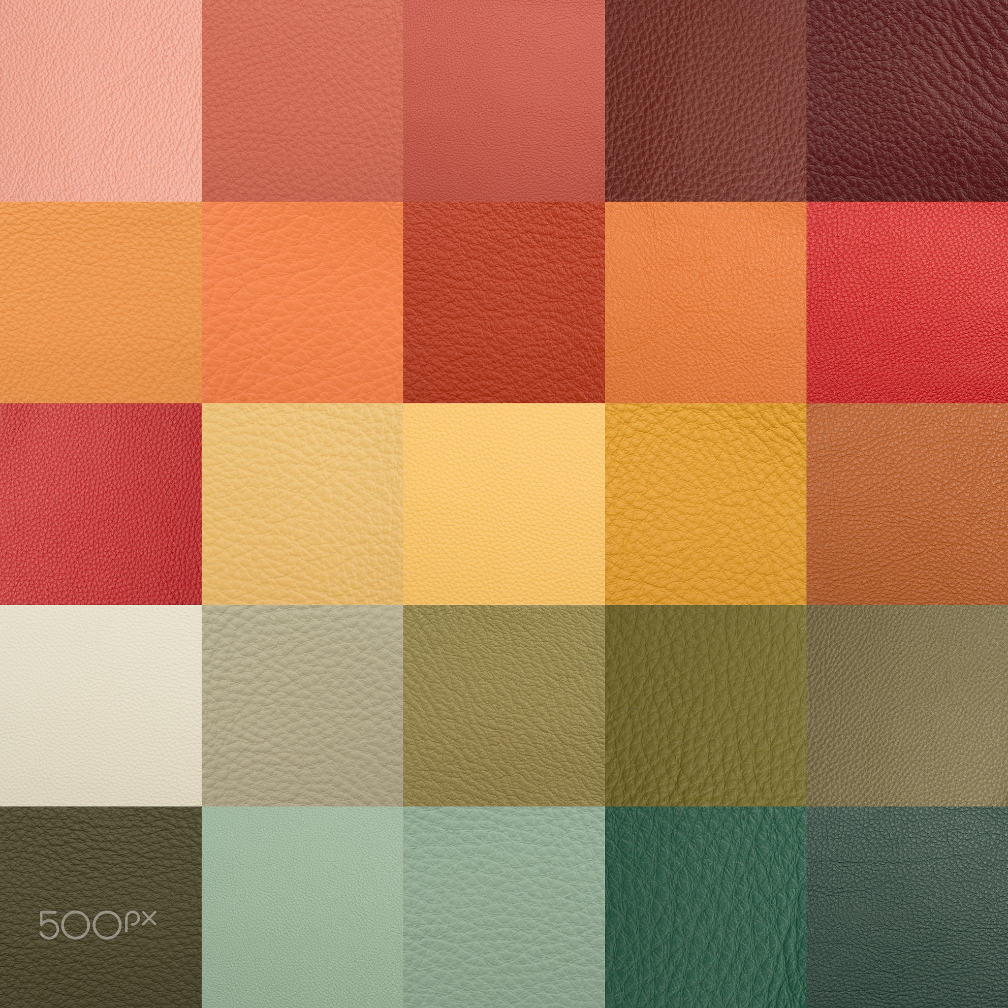 Leather chart with many color samples