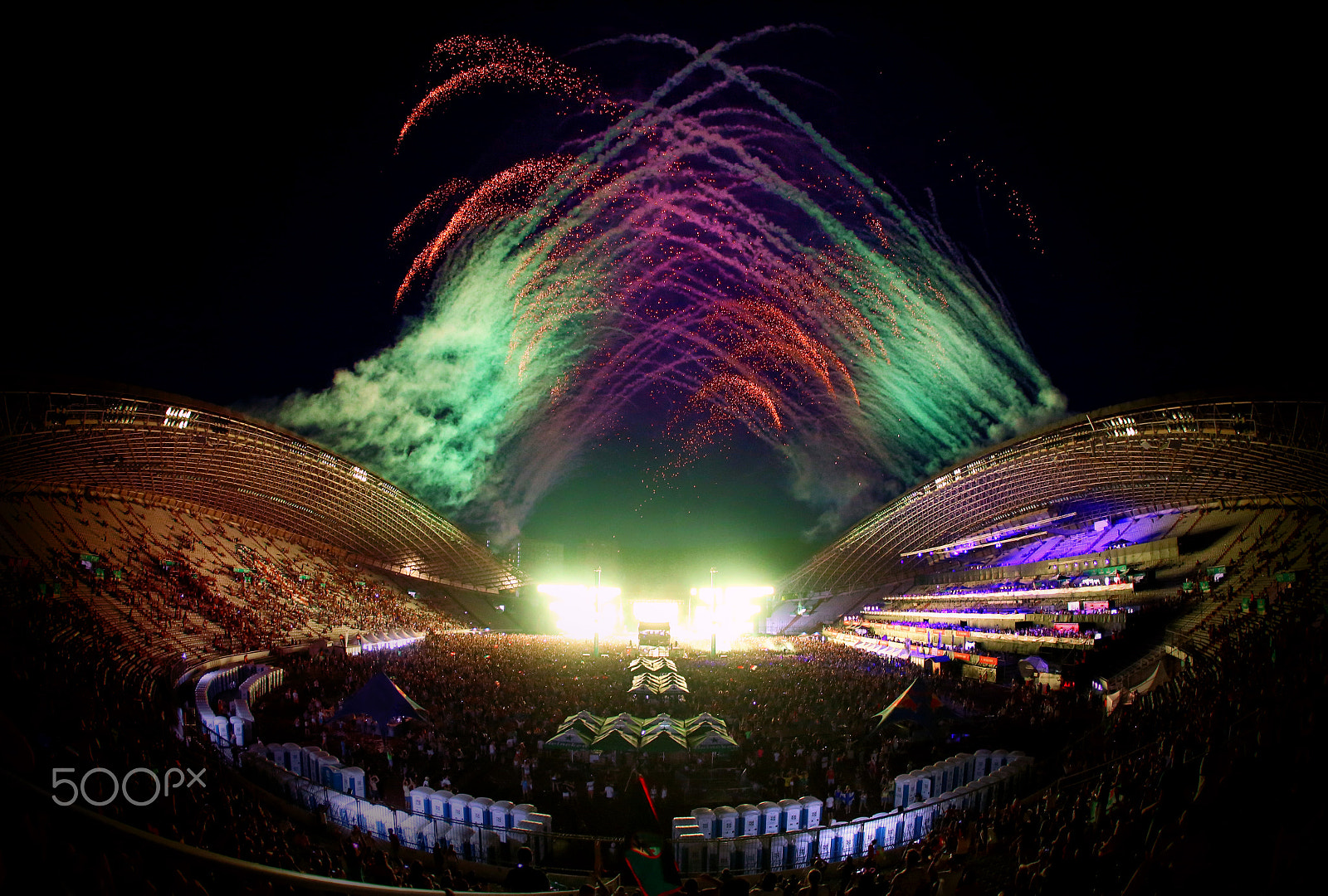 Canon EOS 6D + Canon EF 15mm F2.8 Fisheye sample photo. Concert fireworks photography