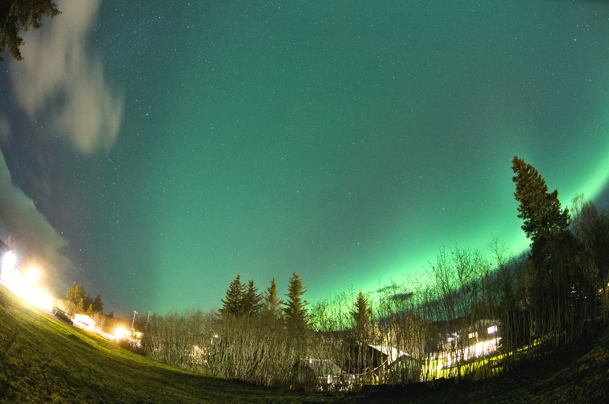 Nikon AF DX Fisheye-Nikkor 10.5mm F2.8G ED sample photo. Nordlichter über homer, alaska photography