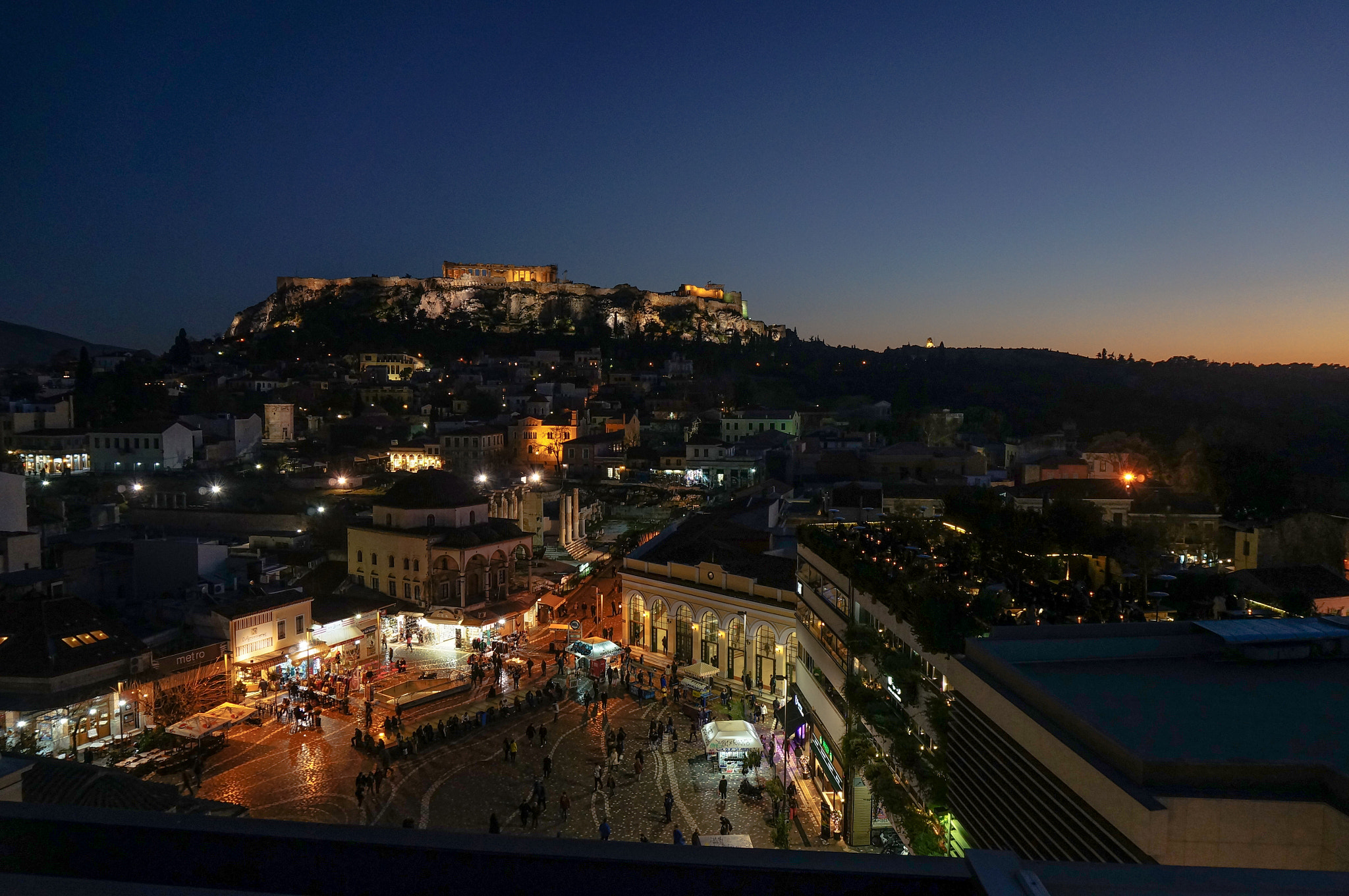 Sony Alpha NEX-5N sample photo. Acropolis and monastiraki by night photography