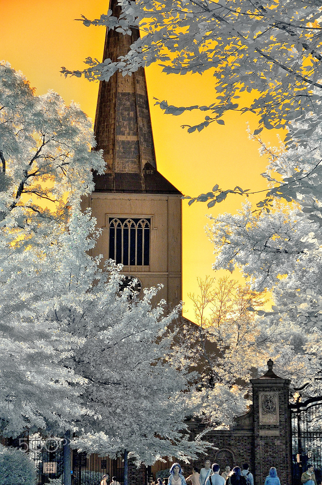 Nikon D70s sample photo. First unitarian church, harvard square, ir photography