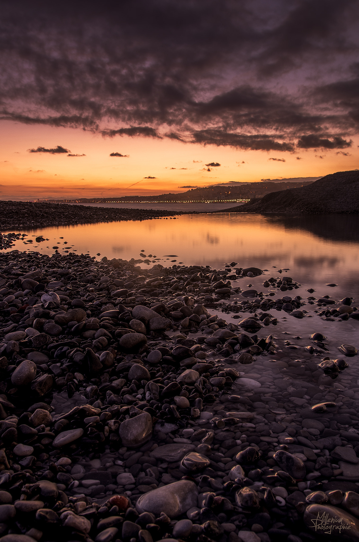 Pentax K-50 sample photo. Purple sunset in french riviera photography