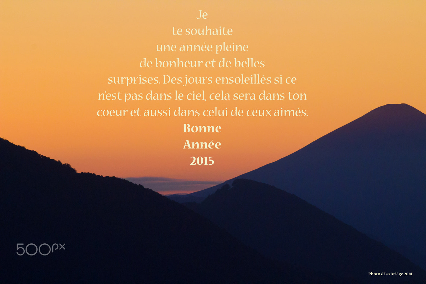 Canon EOS 60D + Canon EF 200mm f/2.8L sample photo. Carte de voeux 2016-sunset over the mountains arie photography