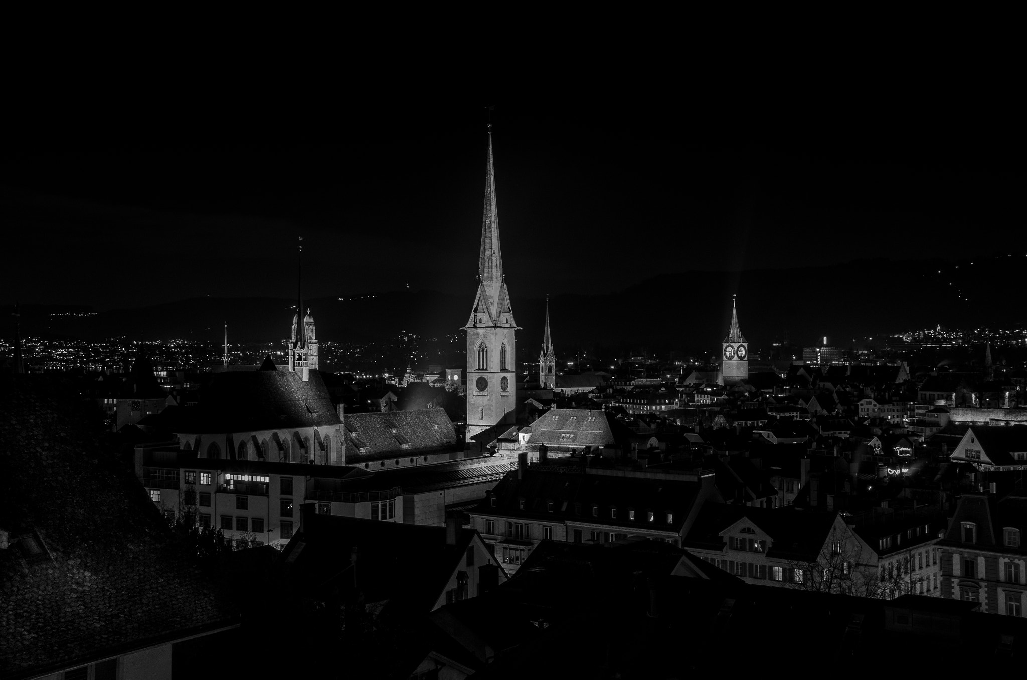 Nikon D7000 + Nikon PC-E Nikkor 24mm F3.5D ED Tilt-Shift sample photo. Zurich at night. photography