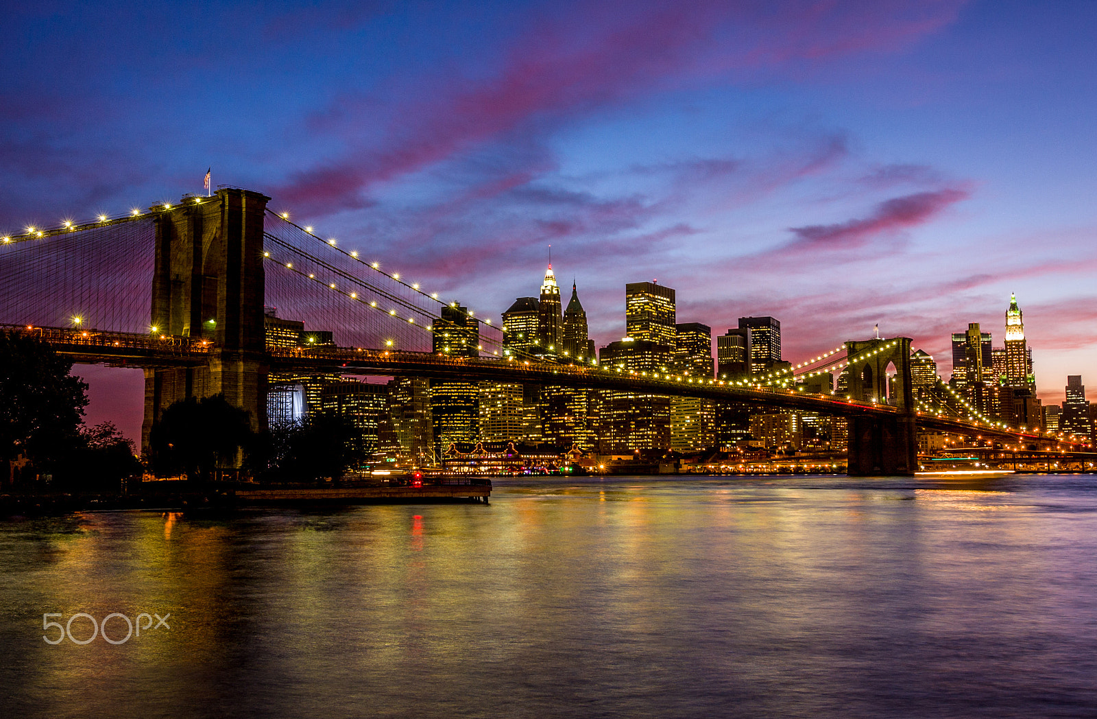 Canon EOS 40D + Tokina AT-X Pro 12-24mm F4 (IF) DX sample photo. Brooklyn bridge at sunset photography