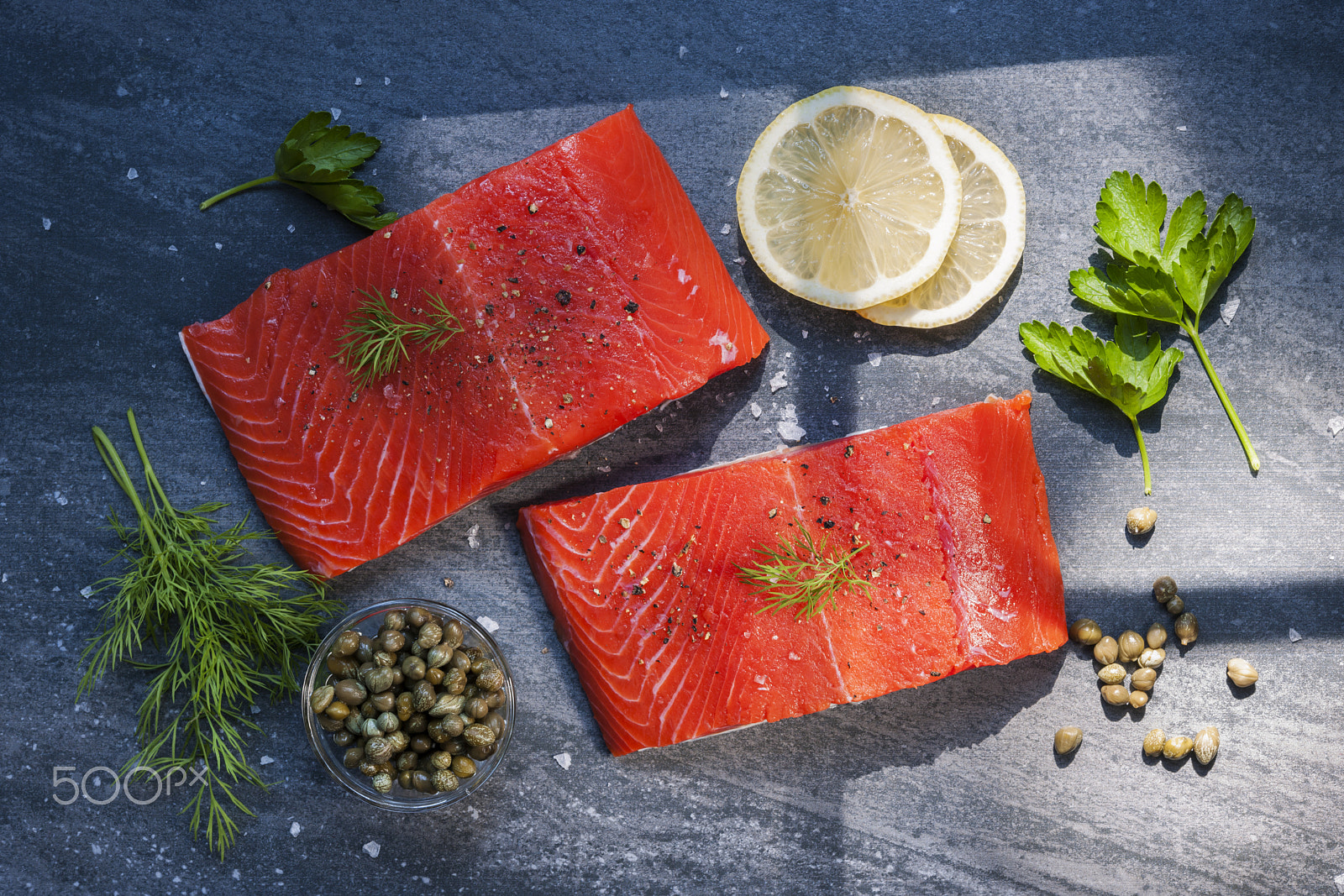 Nikon D3X sample photo. Wild salmon steaks photography