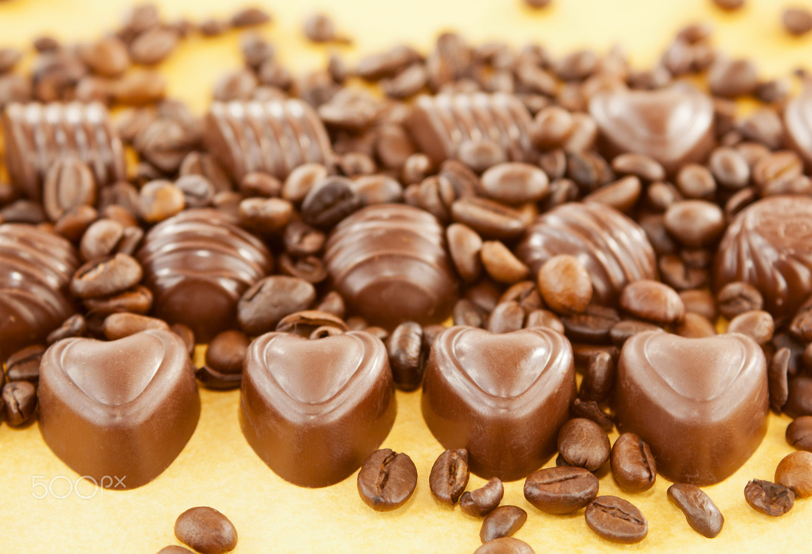 Canon EOS 5D Mark II + Canon EF 28-90mm f/4-5.6 sample photo. Heart shaped chocolate candies and coffee beans photography