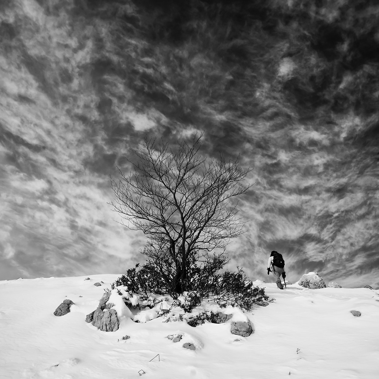Soligor 19-35mm F3.5-4.5 sample photo. Winter hiking in black and white photography