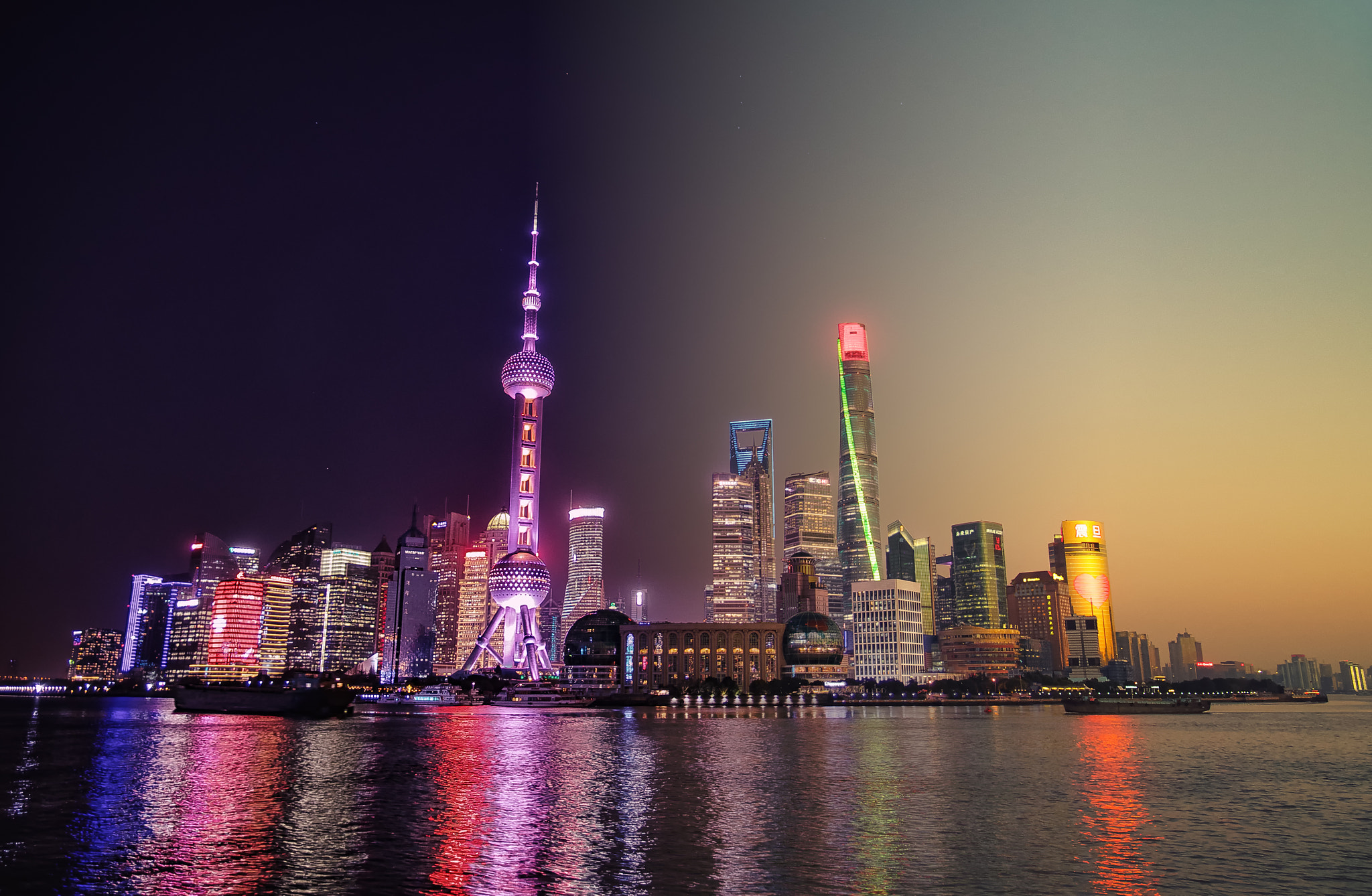 Pentax K-01 sample photo. The bund from dusk to night photography