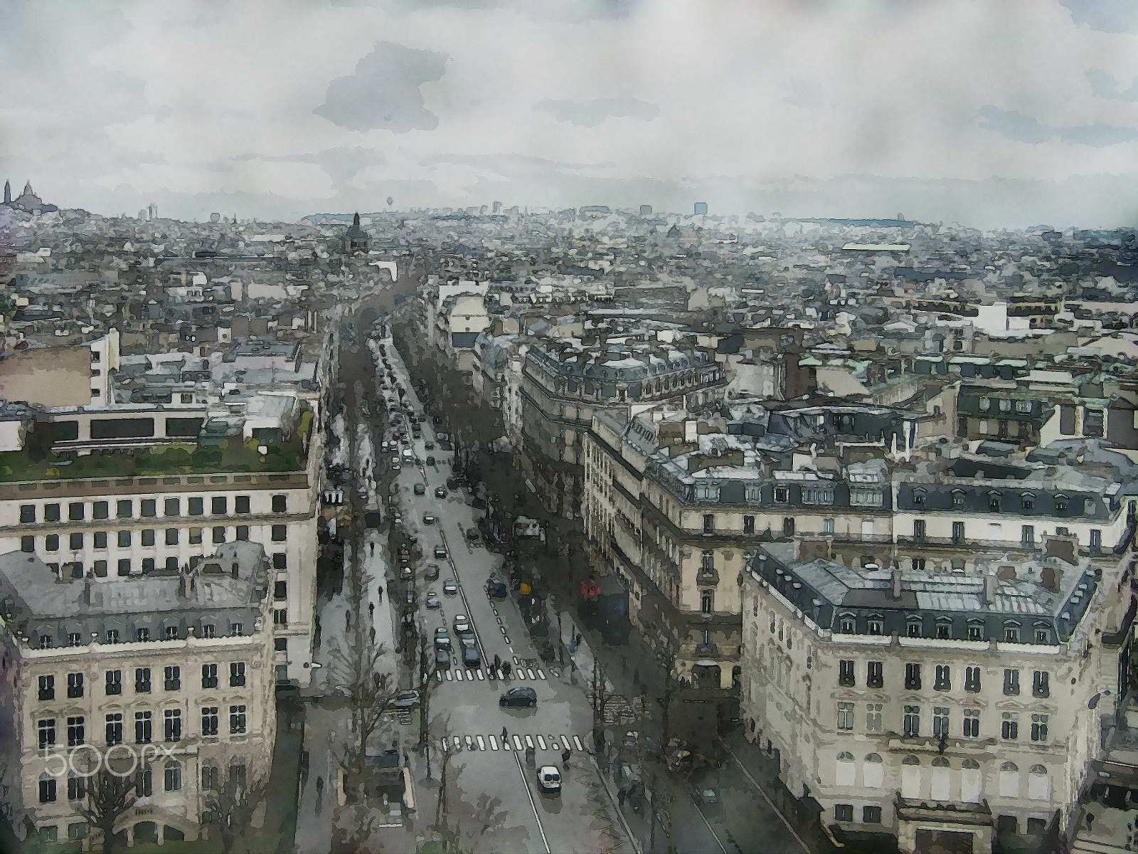 Canon POWERSHOT A430 sample photo. Paric, bird's eye view over paris. triumphal arch photography