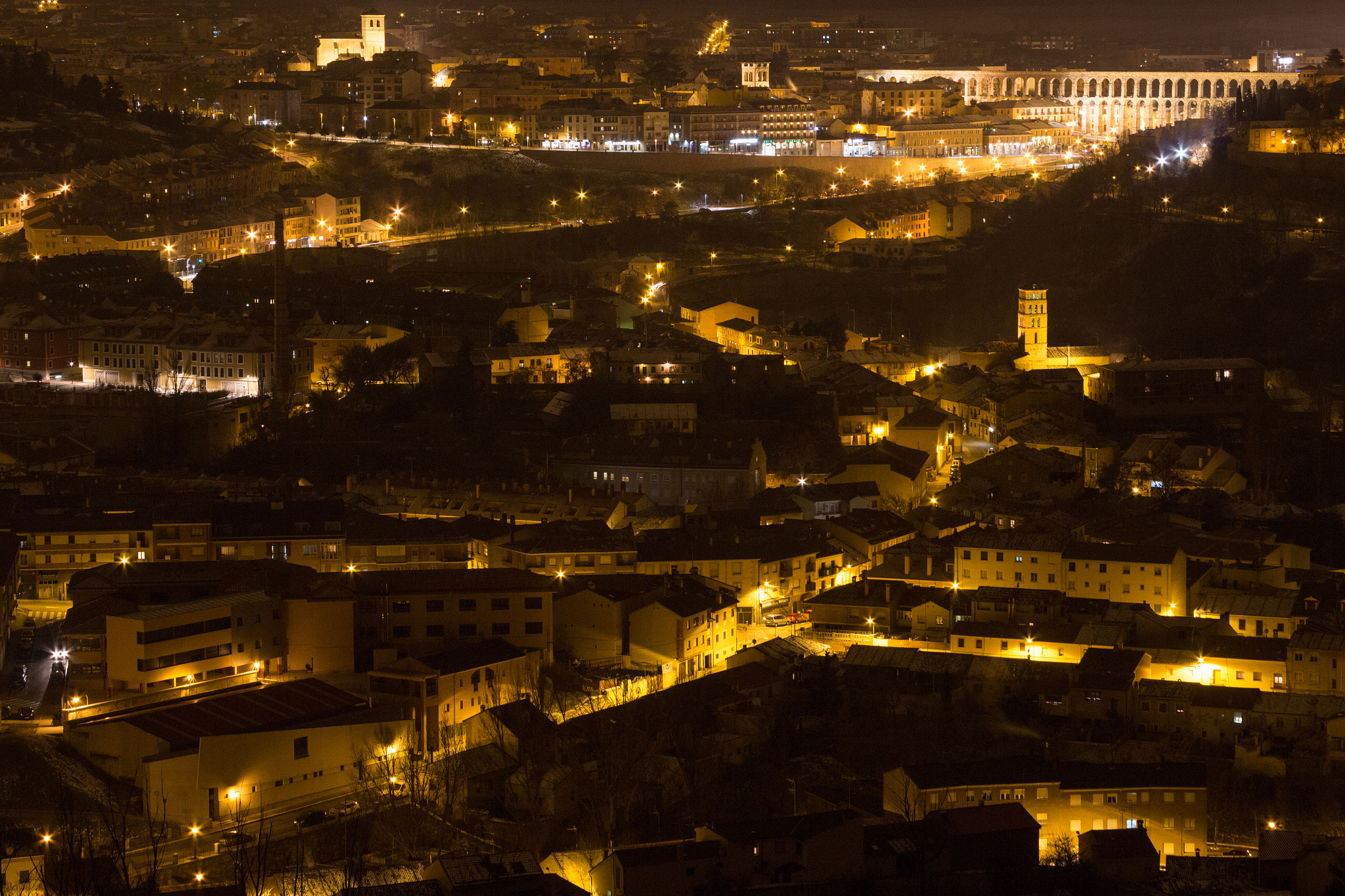 Canon EOS M sample photo. Roman aquaduct of segovia, spain at night photography