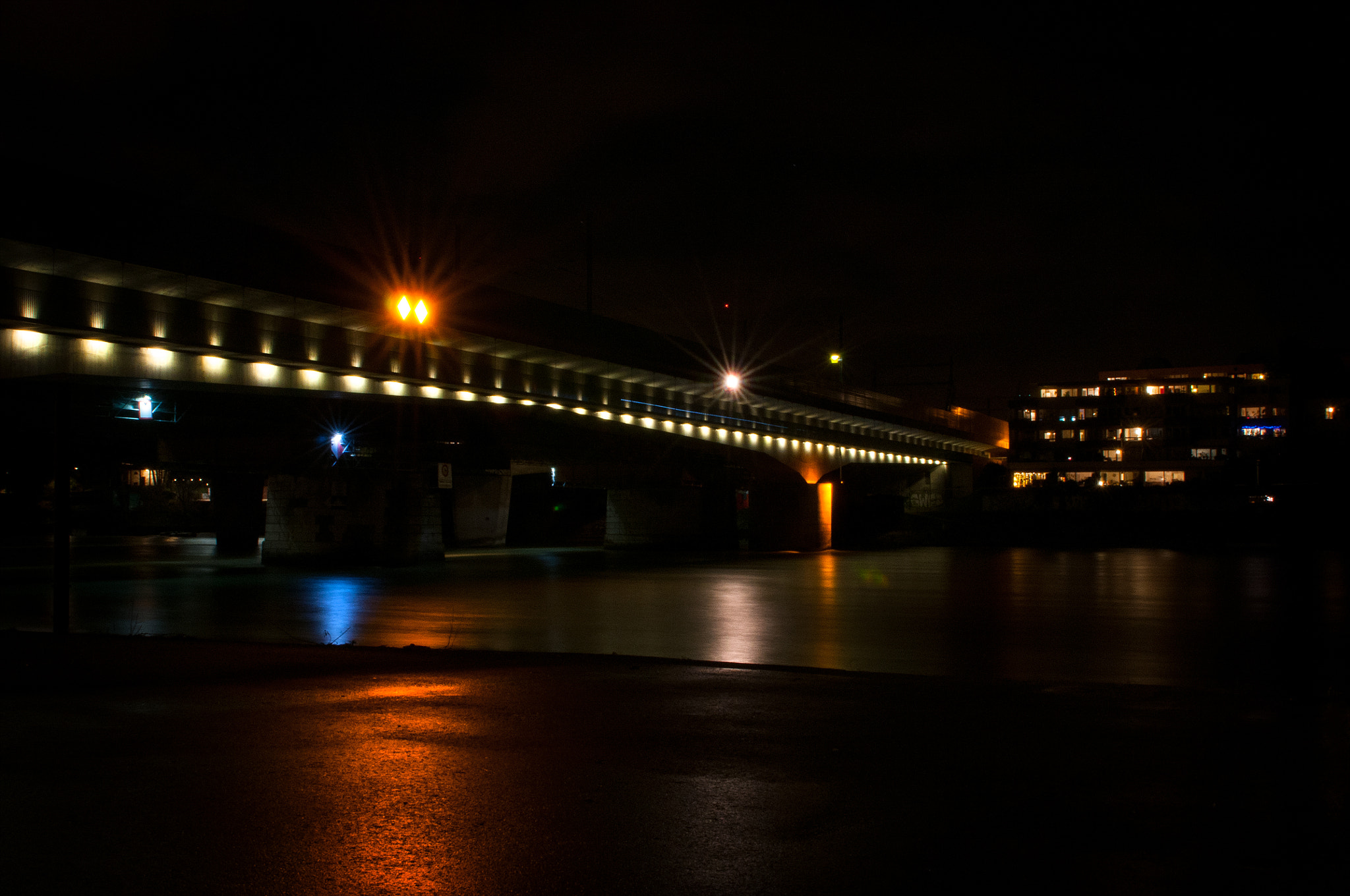 Nikon D300S + Sigma 24-70mm F2.8 EX DG Macro sample photo. Basel by night photography