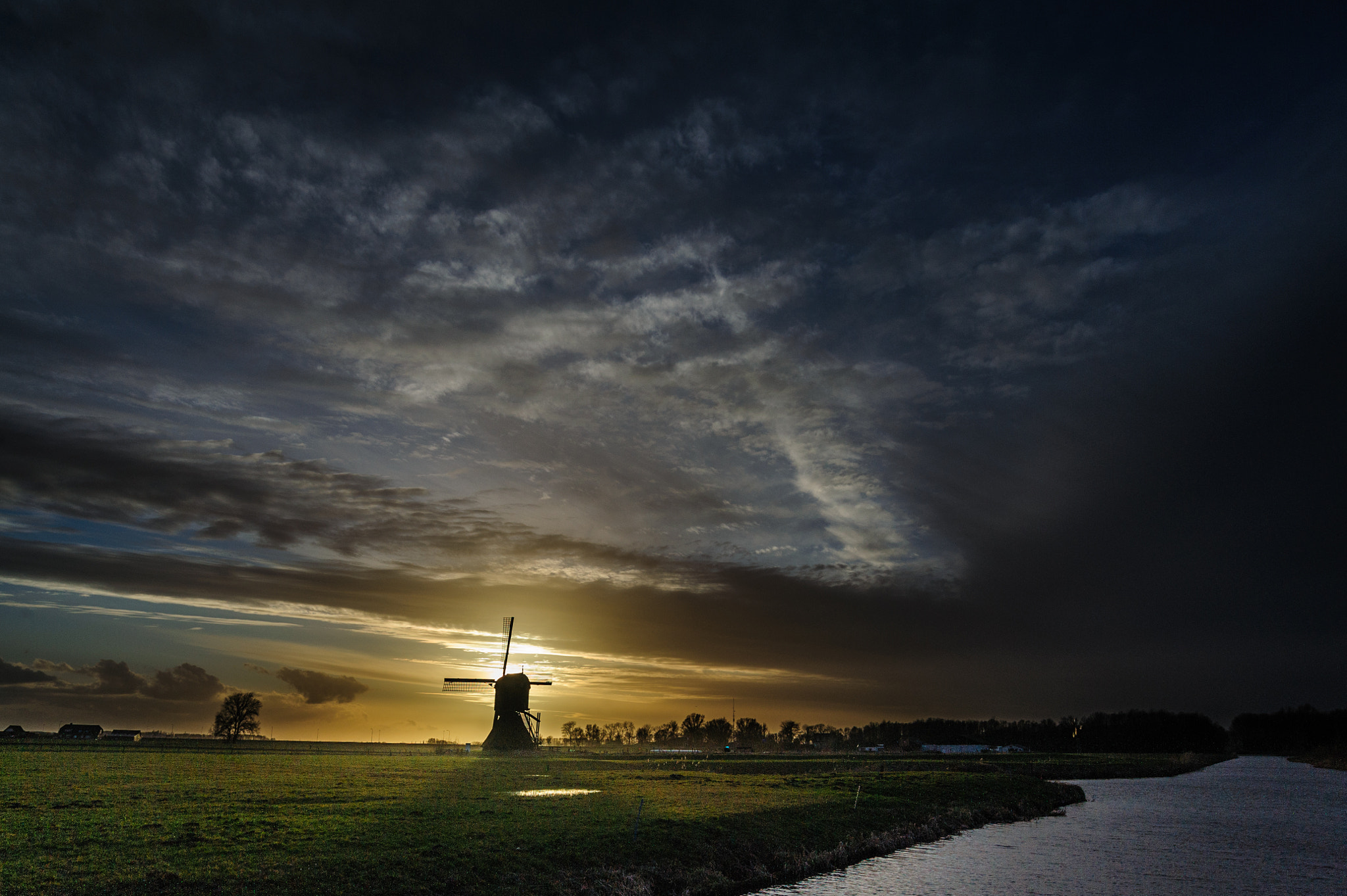 Nikon D3 sample photo. Zandwijkse molen at sunset photography