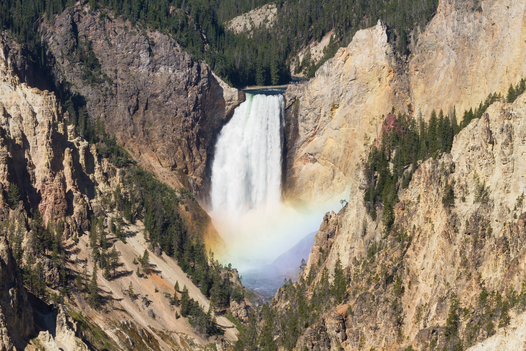 Canon EOS 7D + Canon EF 70-300mm F4.5-5.6 DO IS USM sample photo. Rainbow at the lower falls of the yellowstone river photography