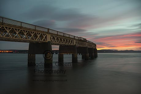 Nikon D700 + AF-S DX Zoom-Nikkor 18-55mm f/3.5-5.6G ED sample photo. Pink and blue - pretty tay rail bridge view  - dundee scotland photography