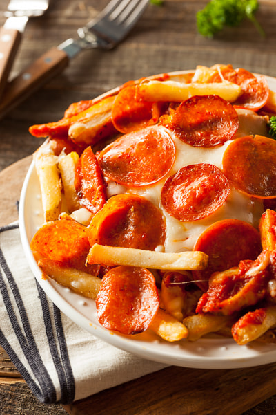 Homemade Pepperoni and Cheese PIzza French Fries