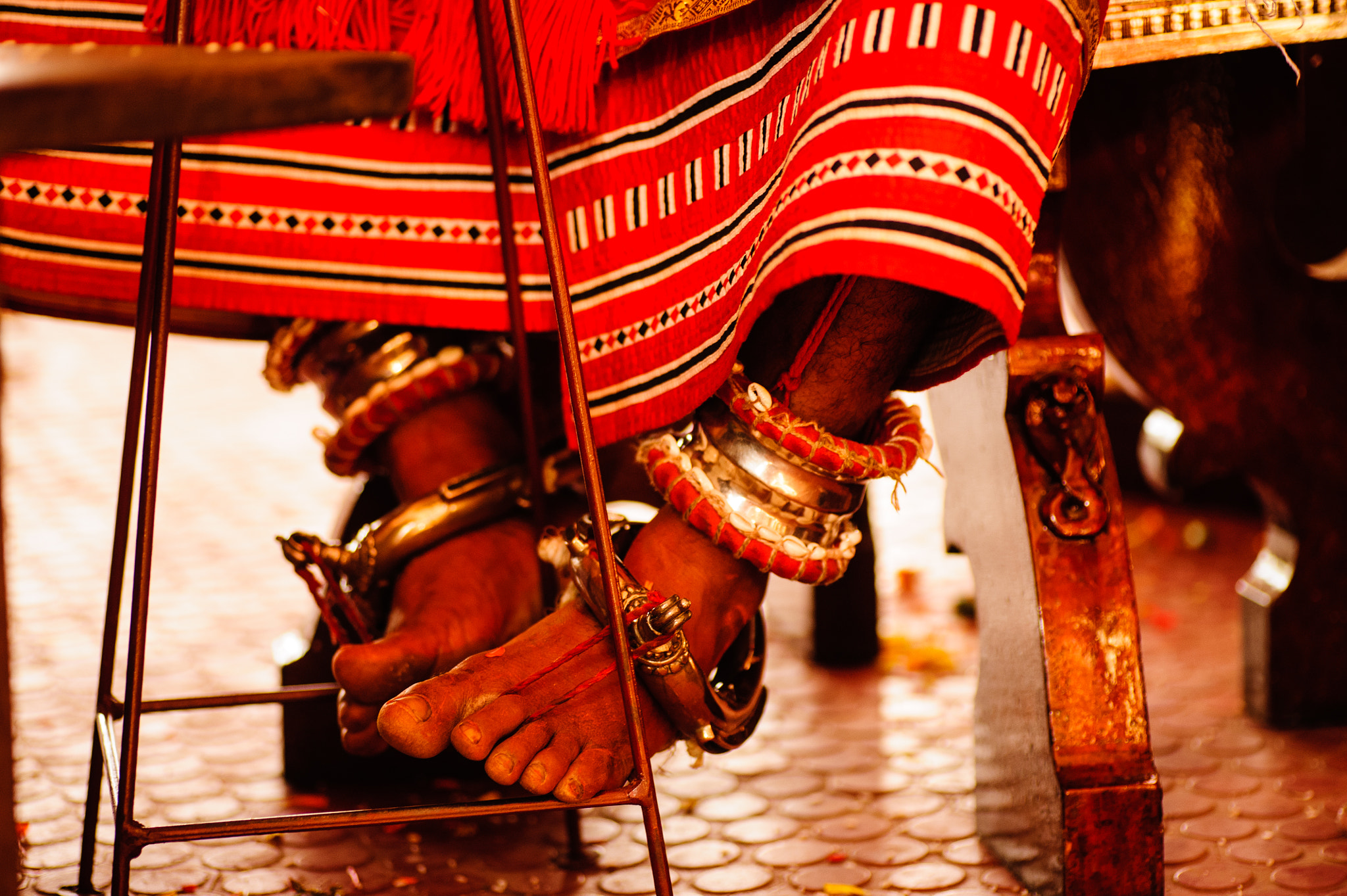 Nikon D700 + Tamron SP 90mm F2.8 Di VC USD 1:1 Macro sample photo. Feet of a theyyam dancer, kerela, india photography
