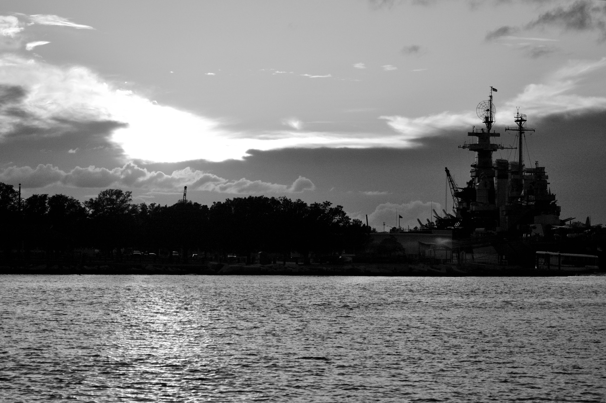 AF Zoom-Nikkor 28-80mm f/3.3-5.6G sample photo. Uss north carolina in silhouette photography