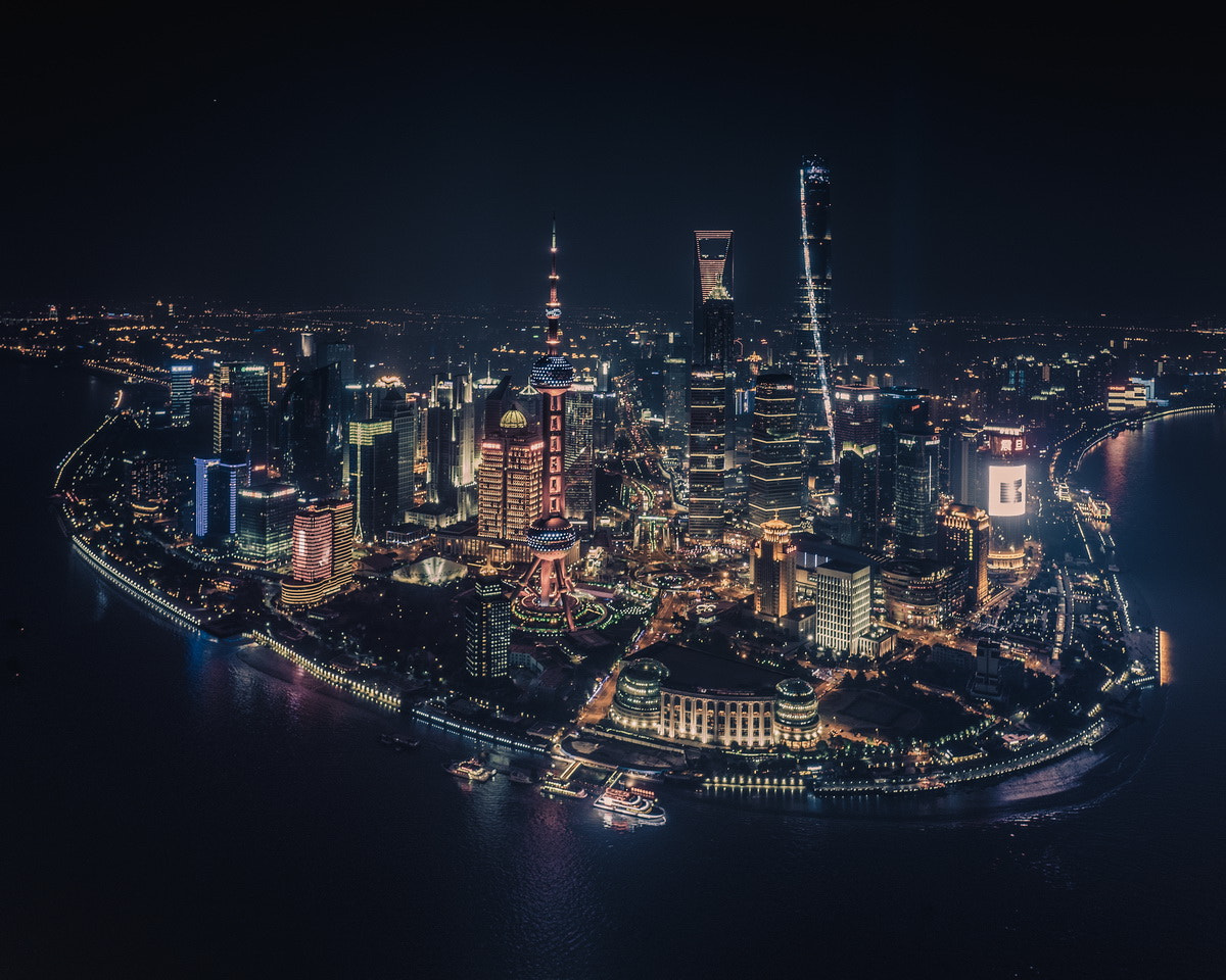 DJI FC550 + OLYMPUS M.12mm F2.0 sample photo. Lujiazui aerial shot photography