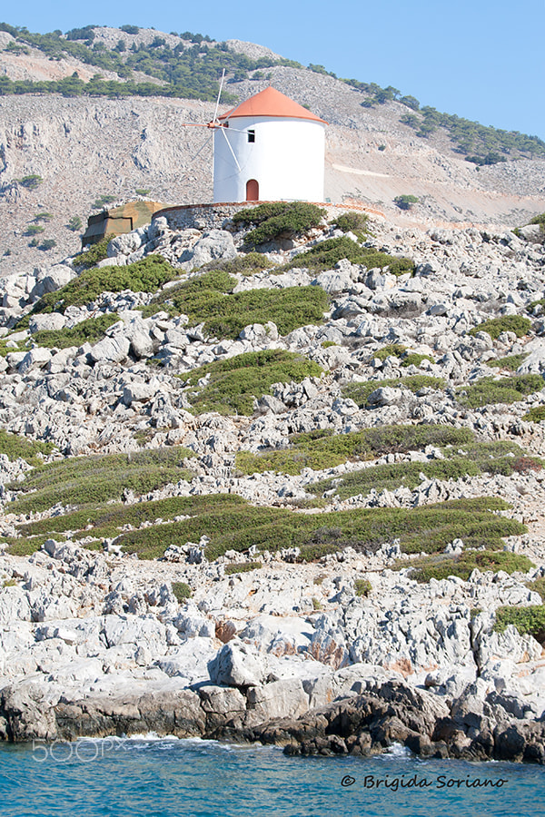 Canon EOS 450D (EOS Rebel XSi / EOS Kiss X2) sample photo. Windmill on symi, a greek dodecanese island photography