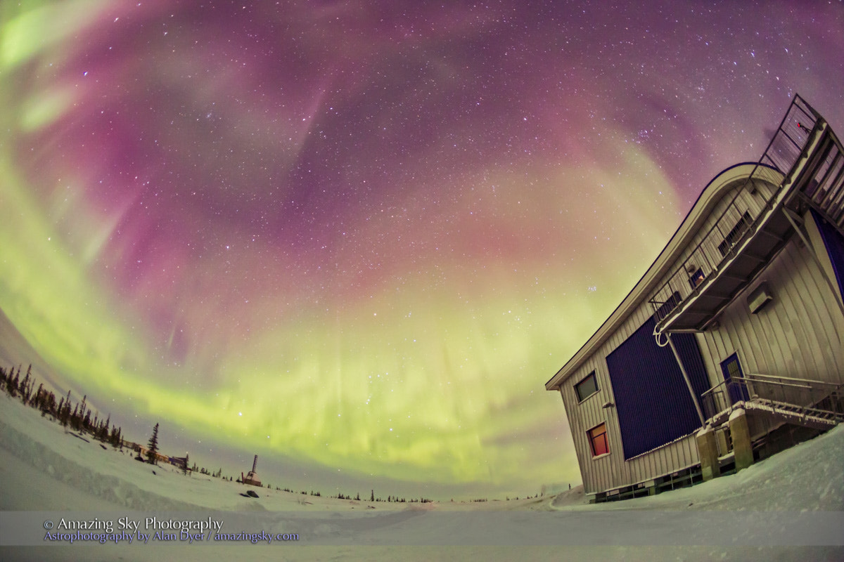 Canon EOS 6D + Canon EF 15mm F2.8 Fisheye sample photo. Aurora in orion over churchill northern studies centre photography
