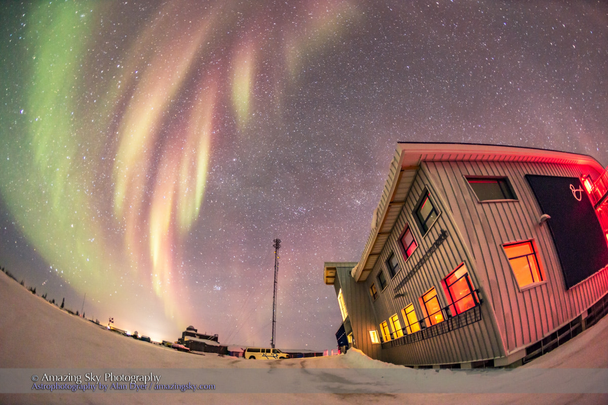 Canon EOS 6D + Canon EF 15mm F2.8 Fisheye sample photo. Aurora over churchill northern studies centre #1 (feb 8, 2016) photography