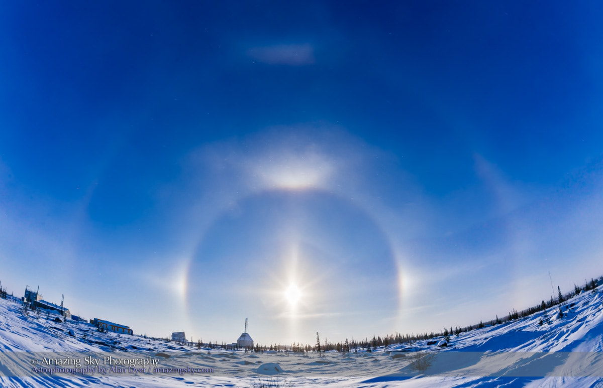 Canon EOS 6D + Canon EF 15mm F2.8 Fisheye sample photo. Solar halo over churchill rocket range photography