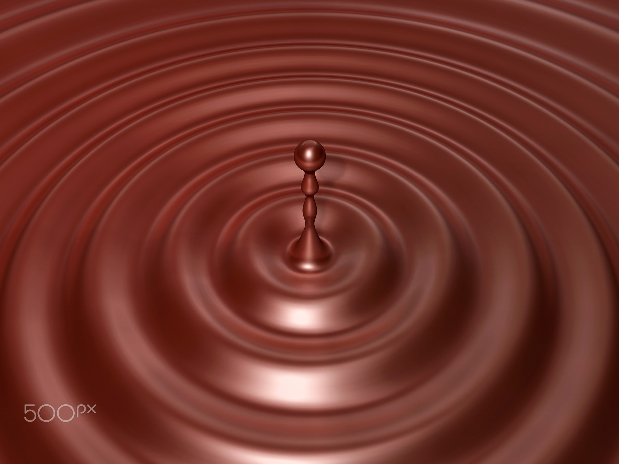 3d melting chocolate lake waving with round shape. Valentine 3D