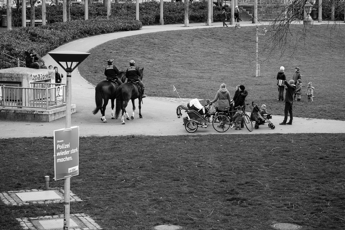 Panasonic Lumix DMC-G5 sample photo. Police on horse photography