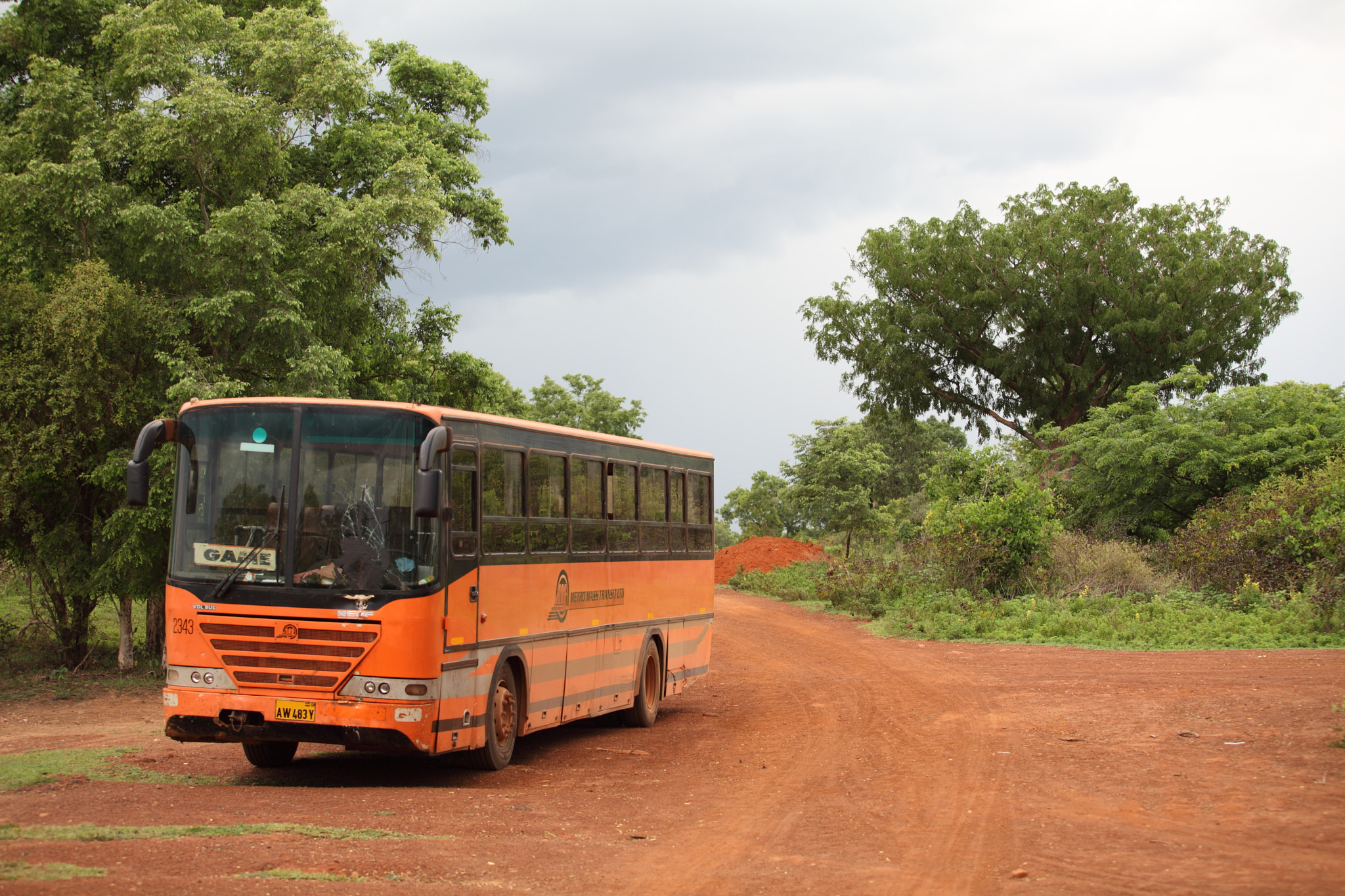 Canon EF 70-200mm F2.8L USM sample photo. Orange bus in mole national park photography