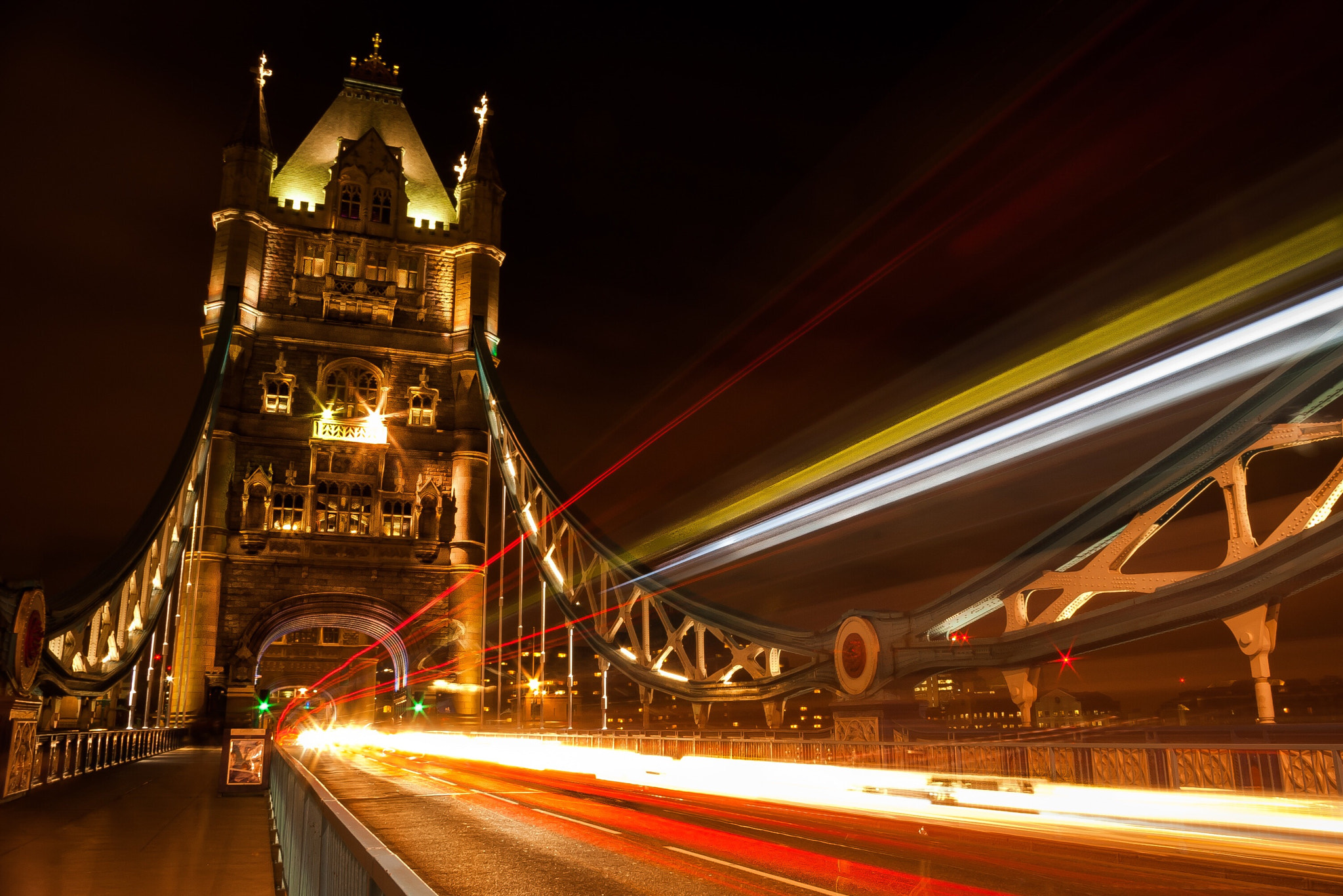 Samsung GX-1S sample photo. Light trails at tower bridge, london photography